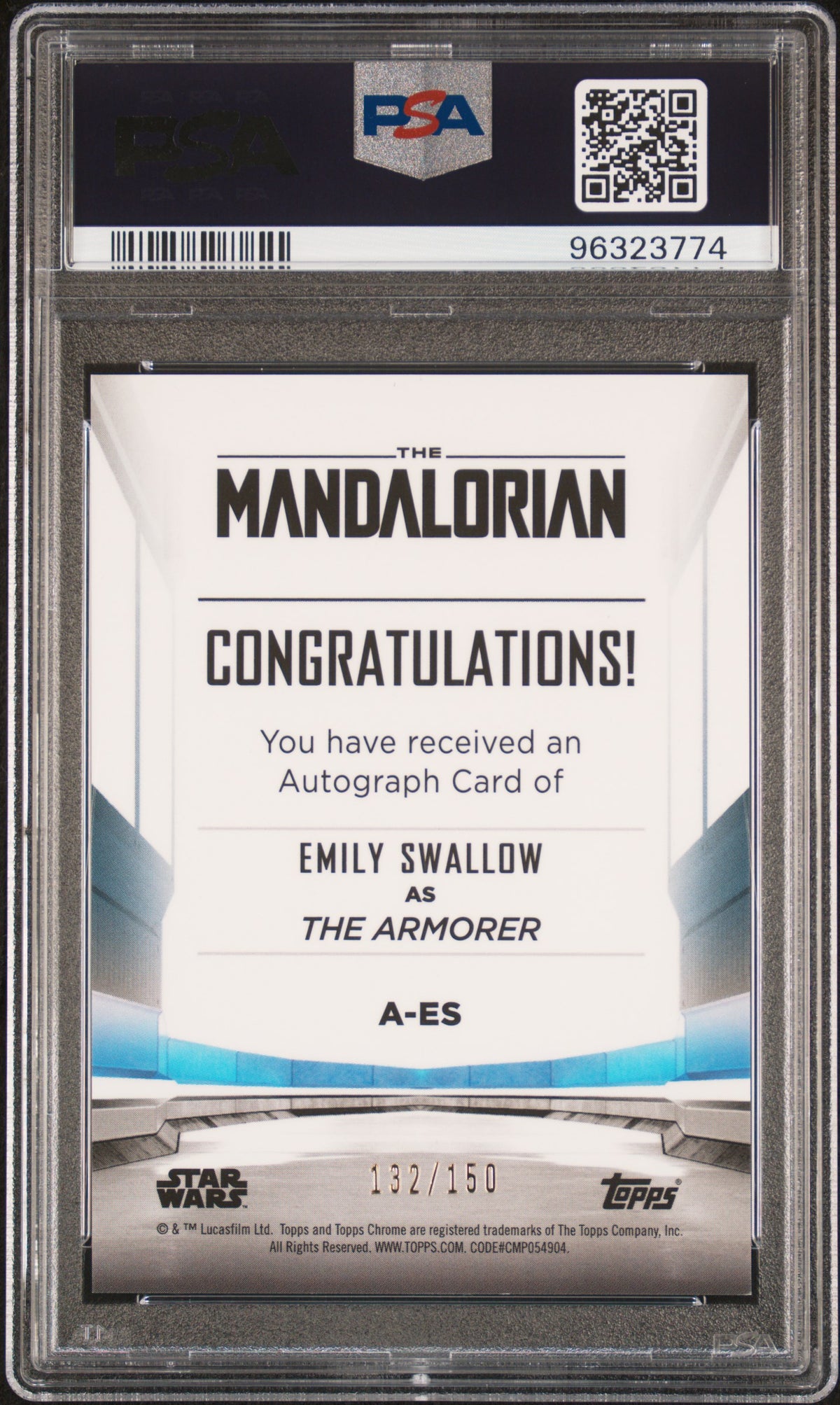 2022 Topps Chr Star Wars Emily Swallow TMB-Auto-Blue Refr /150 #ES PSA 9