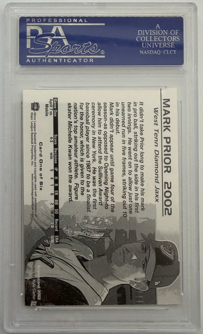 2002 Grandstand Grandstand Update West Tenn Diamond Jaxx Mark Prior #1 PSA 10