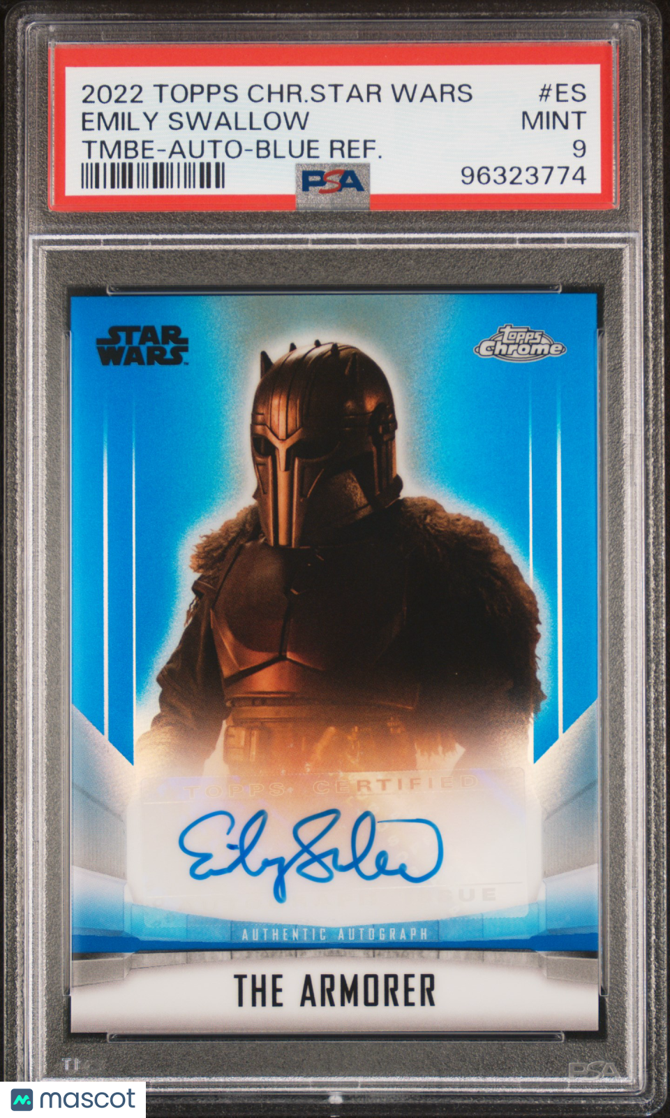 2022 Topps Chr Star Wars Emily Swallow TMB-Auto-Blue Refr /150 #ES PSA 9